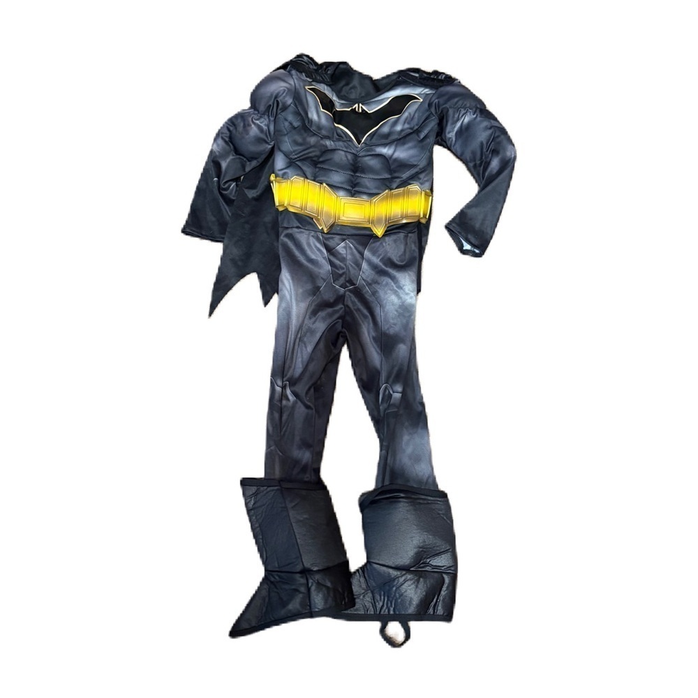 Batman Black and Yellow Kids Costume Small Puff Muscle Cape Halloween Belt